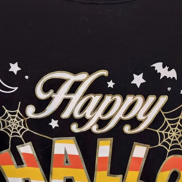 Halloween Happy Halloween Black Long Sleeve T-Shirt in Size 2X - Picture 2 of 6